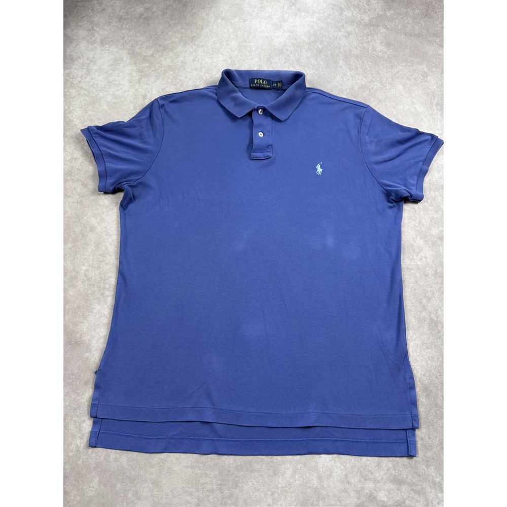 Ralph Lauren Polo Shirt Mens Large Blue Classic Short Sleeve Cotton Golf‎ Preppy